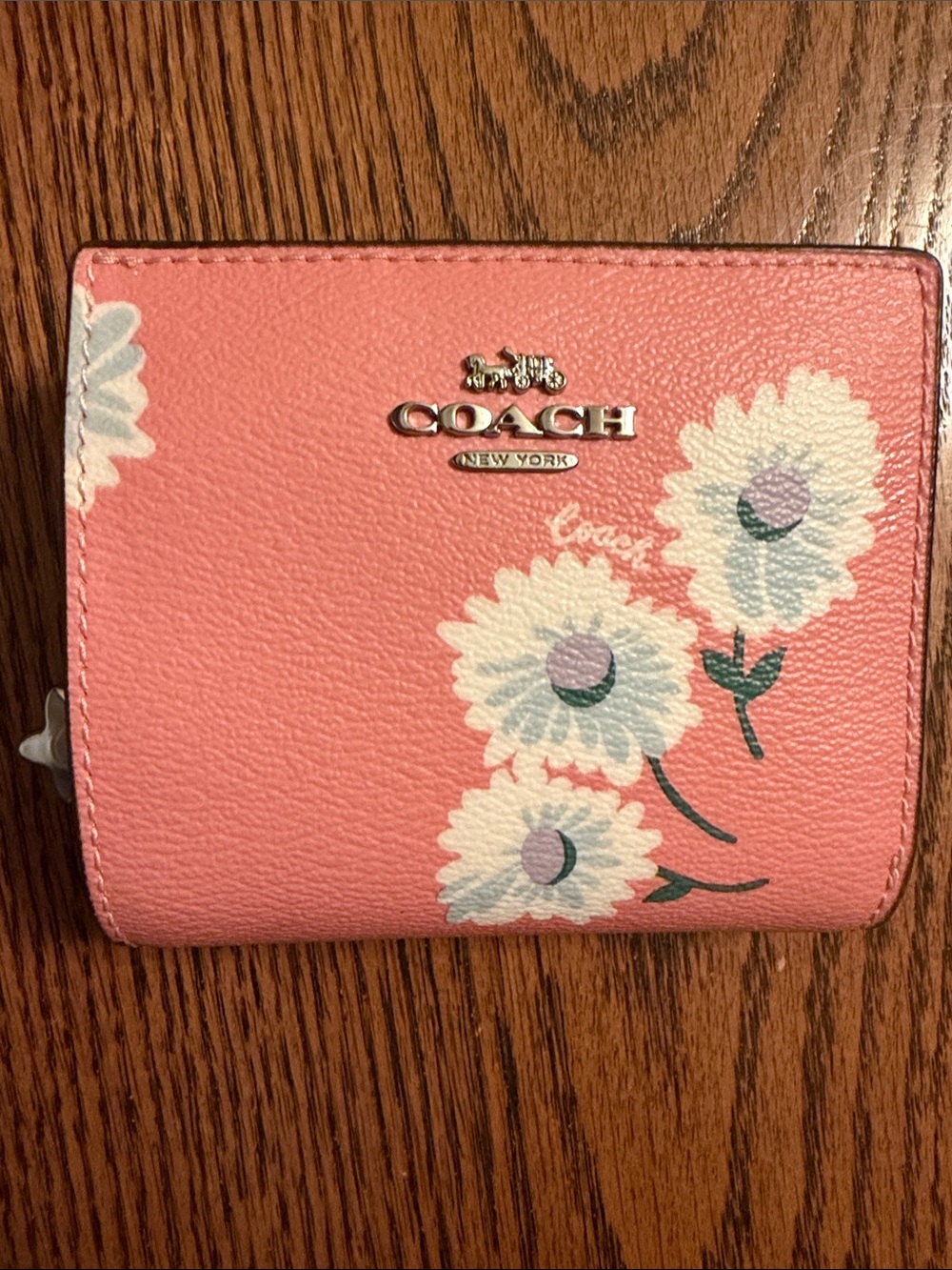 Coach Pink Floral Leather Snap Wallet